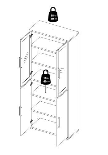TVILUM Prima vitrineskab - hvid tr m. 2 glaslger