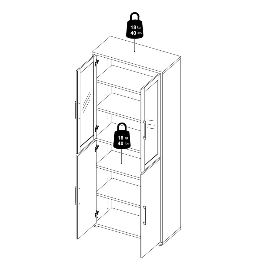 TVILUM Prima vitrineskab - hvid tr m. 2 glaslger
