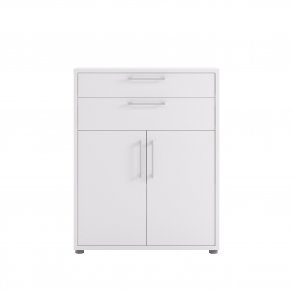 TVILUM Prima kontorkommode - hvidt tr, m. 2 lger og 2 skuffer 
