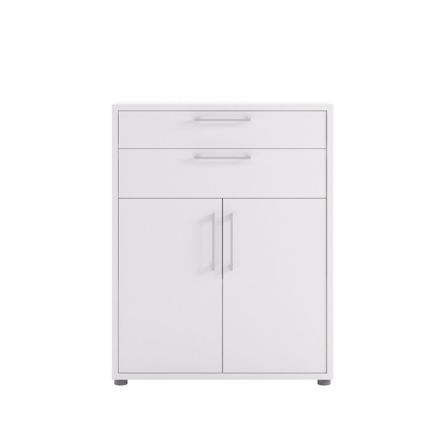 TVILUM Prima kontorkommode - hvidt tr, m. 2 lger og 2 skuffer 