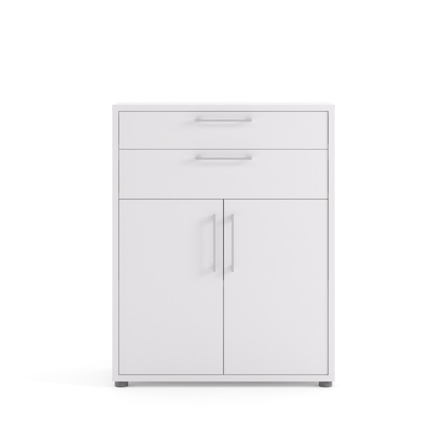 TVILUM Prima kontorkommode - hvidt tr, m. 2 lger og 2 skuffer 