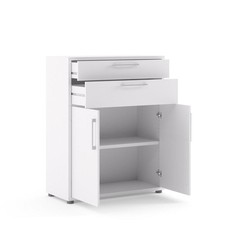 TVILUM Prima kontorkommode - hvidt tr, m. 2 lger og 2 skuffer 