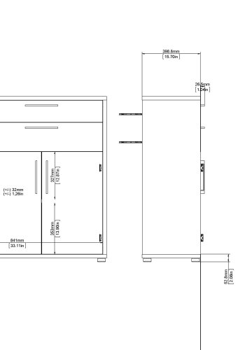 TVILUM Prima kontorkommode - hvidt tr, m. 2 lger og 2 skuffer 