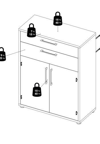 TVILUM Prima kontorkommode - hvidt tr, m. 2 lger og 2 skuffer 