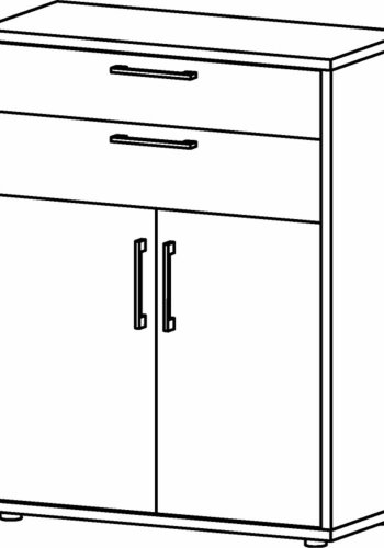 TVILUM Prima reol, m. 2 lger og 2 skuffer - hvid/egetrsfarvet folie