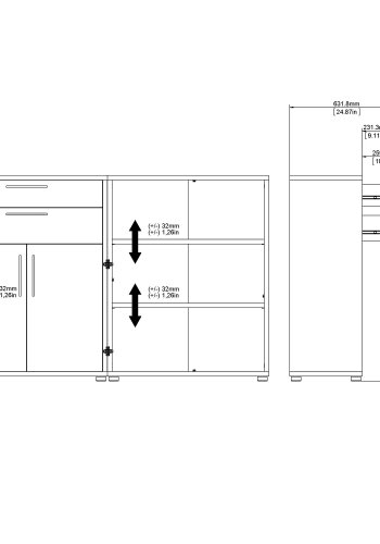 TVILUM Prima reol - hvid tr, m. hylder, skuffer og lger