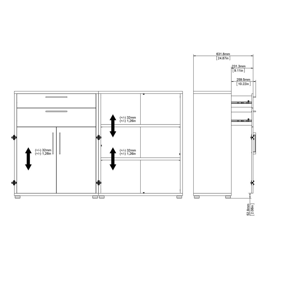 TVILUM Prima reol - hvid tr, m. hylder, skuffer og lger