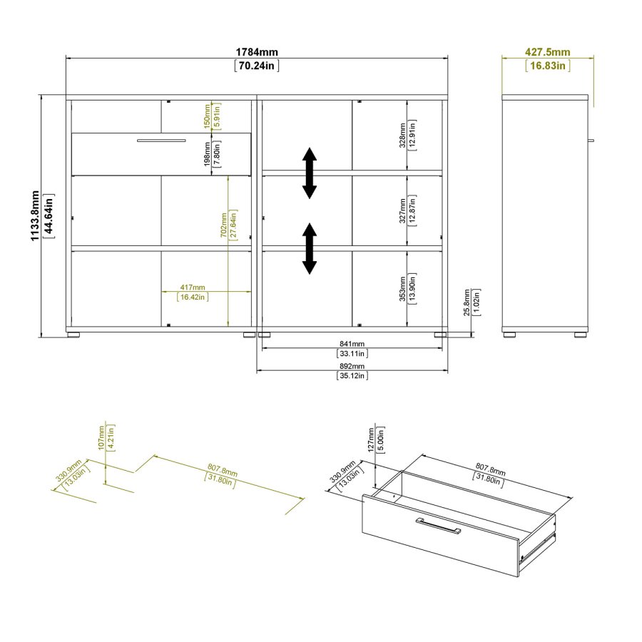 TVILUM Prima reol - hvid tr, m. hylder, skuffer og lger