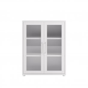 TVILUM Prima kontorreol - hvid/klart glas, m. 2 lger 