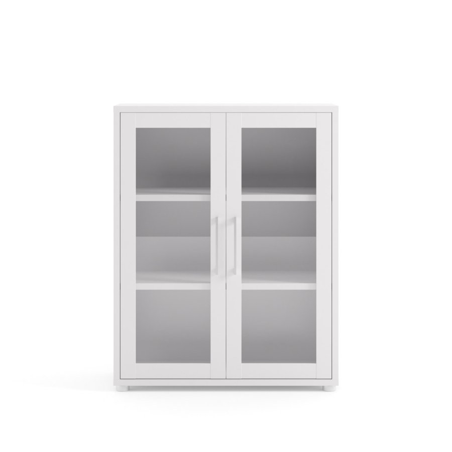 TVILUM Prima kontorreol - hvid/klart glas, m. 2 lger 