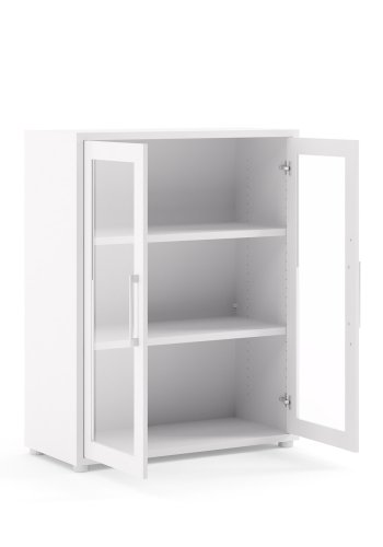 TVILUM Prima kontorreol - hvid/klart glas, m. 2 lger 