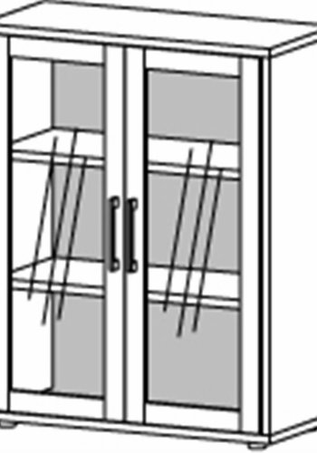 TVILUM Prima reol, m. 2 glaslger - hvid/egetrsfarvet folie