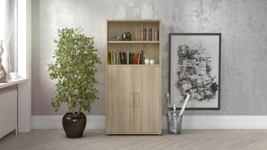 TVILUM Prima kontorreol - egetrsstruktur, m. 2 lger 