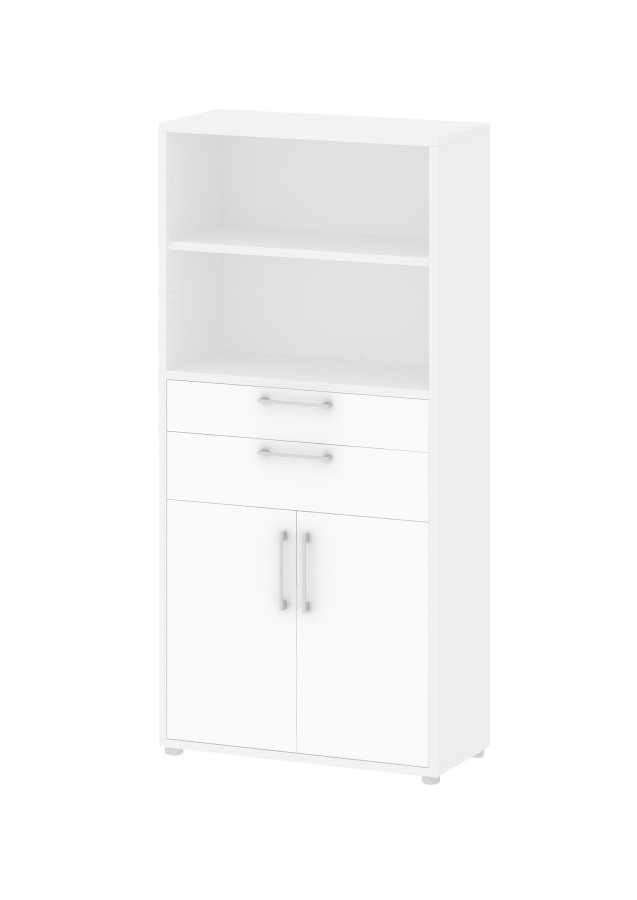 TVILUM Prima kontorreol - hvid, m. 2 lger og 2 skuffer 