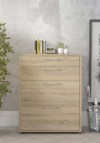 TVILUM Prima kontorkommode - egetrsstruktur, m. 4 skuffer 