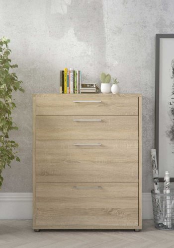 TVILUM Prima kontorkommode - egetrsstruktur, m. 4 skuffer 