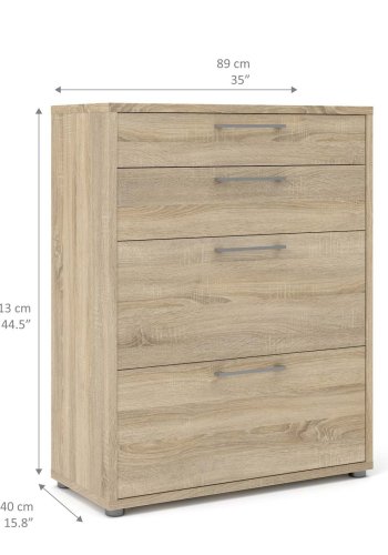 TVILUM Prima kontorkommode - egetrsstruktur, m. 4 skuffer 