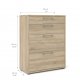 TVILUM Prima kontorkommode - egetrsstruktur, m. 4 skuffer 