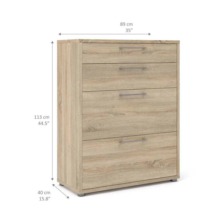 TVILUM Prima kontorkommode - egetrsstruktur, m. 4 skuffer 