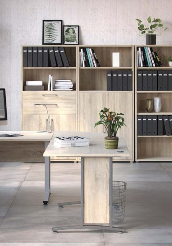 TVILUM Prima skrivebord - egetrsstruktur og slvgr stl (150x80)