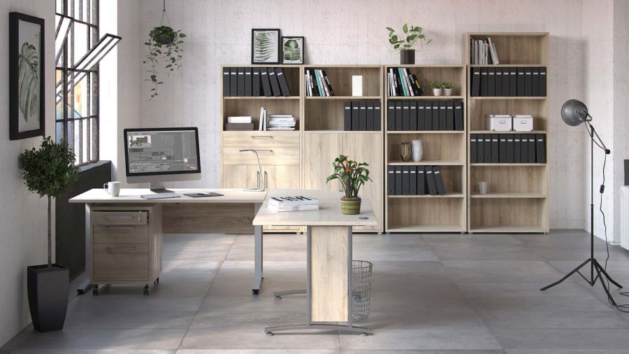 TVILUM Prima skrivebord - egetrsstruktur/slvgr stl