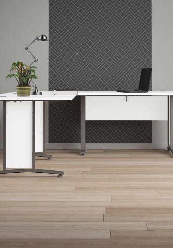 TVILUM Prima hjrneskrivebord - hvid tr m. stlstel