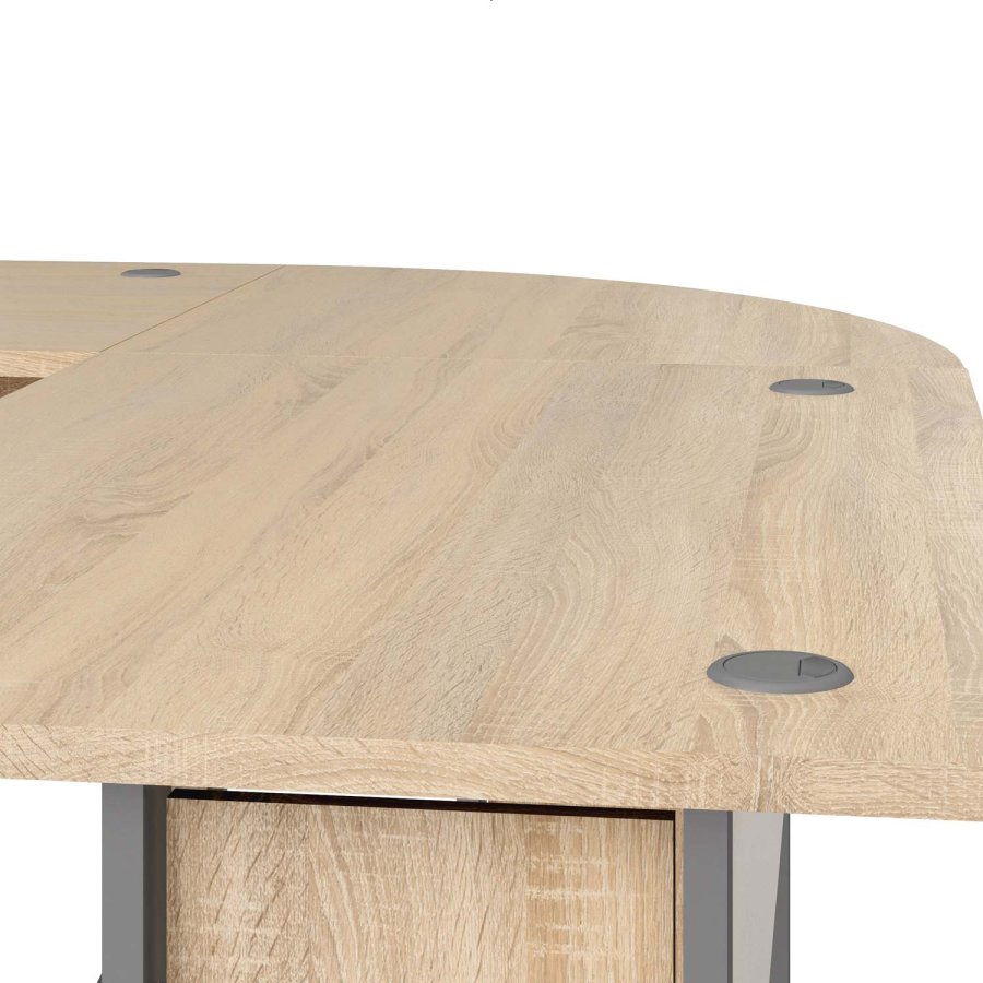 TVILUM Prima hjrneskrivebord - egestruktur m. stlstel, m. 4 skuffer