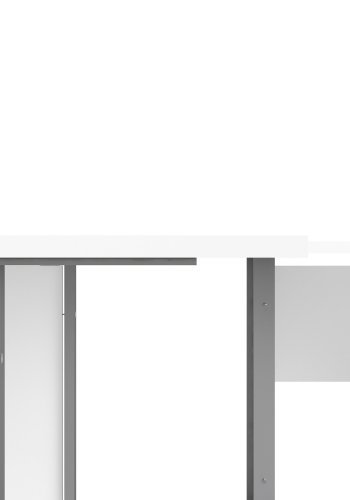 TVILUM Prima hjrneskrivebord - hvid tr m. stlstel, m. 4 skuffer