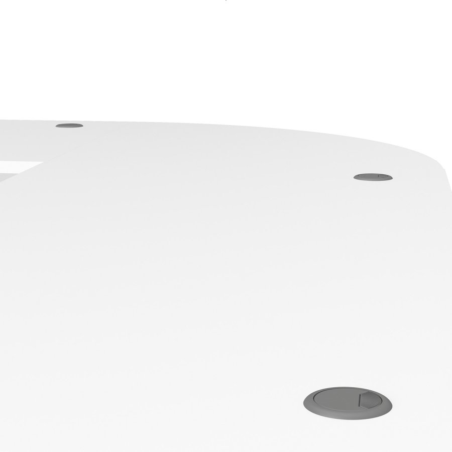 TVILUM Prima hjrneskrivebord - hvid tr m. stlstel, m. 4 skuffer