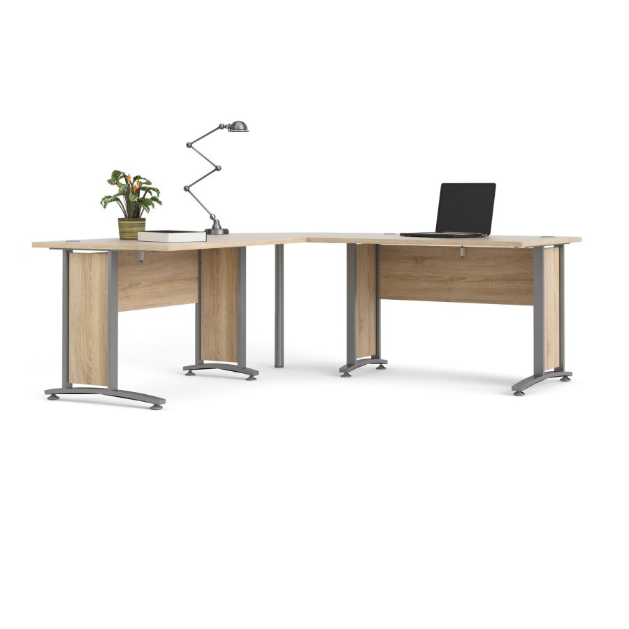 TVILUM Prima hjrneskrivebord - egestruktur m. stlstel, m. 4 skuffer