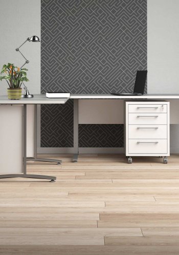 TVILUM Prima skrivebord - hvid tr m. stlstel, m. skuffer