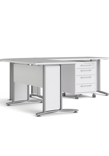 TVILUM Prima skrivebord - hvid tr m. stlstel, m. skuffer