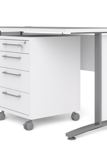 TVILUM Prima skrivebord - hvid tr m. stlstel, m. skuffer