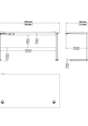 TVILUM Prima hve snkebord - hvid/slvgrt stl  (150x80)
