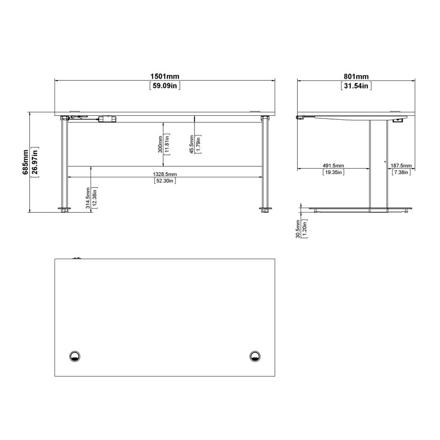 TVILUM Prima hve snkebord - hvid/slvgrt stl  (150x80)