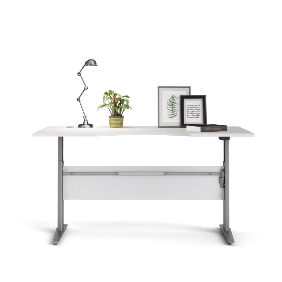 TVILUM Prima hve snkebord - hvid og slvgr stl, rektangulr (180x90)