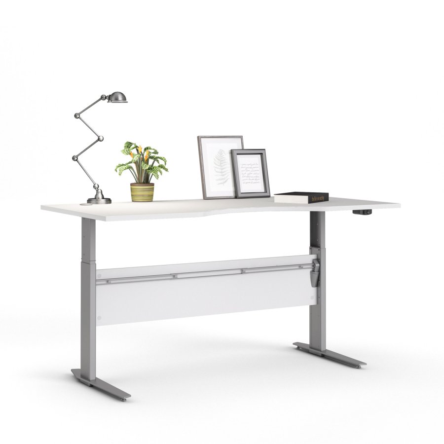 TVILUM Prima hve snkebord - hvid og slvgr stl, rektangulr (180x90)