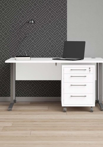 TVILUM Prima skrivebord - hvid tr, stl stel