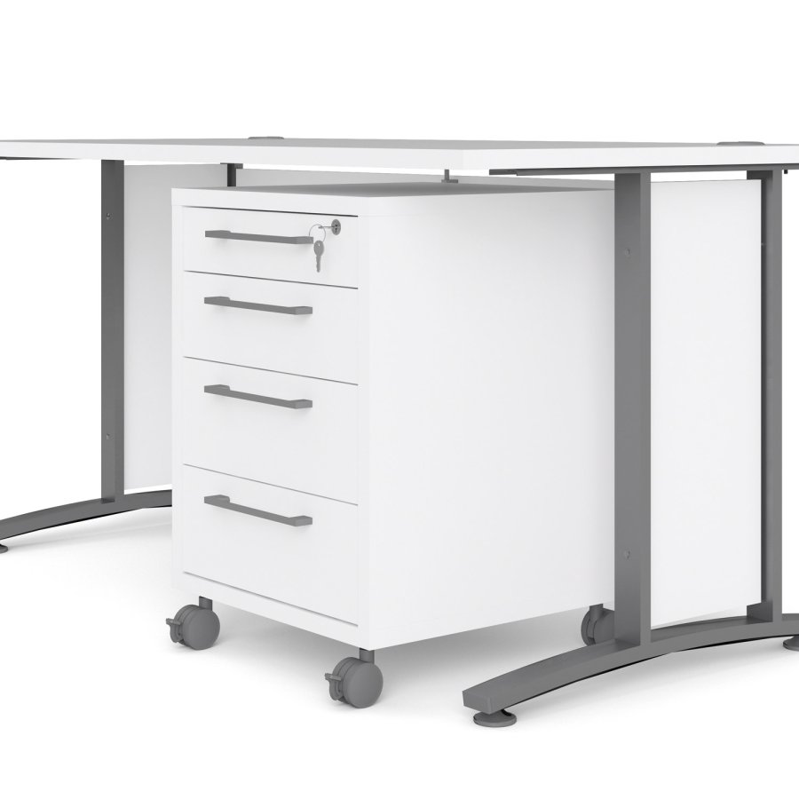 TVILUM Prima skrivebord - hvid tr, stl stel