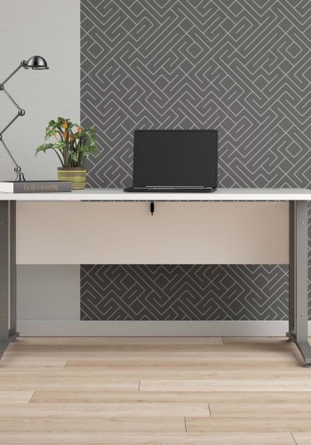 TVILUM Prima skrivebord - hvid tr og slvgr stl (150x80)