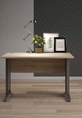 TVILUM Prima skrivebord - egetrsstruktur og slvgr stl (150x80)