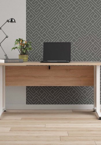 TVILUM Prima skrivebord - natur egetrsfinér og hvid (150x80)