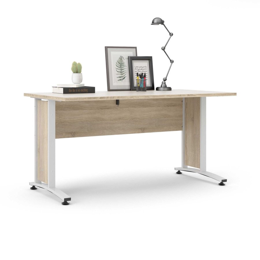 TVILUM Prima skrivebord - natur egetrsfinér og hvid (150x80)