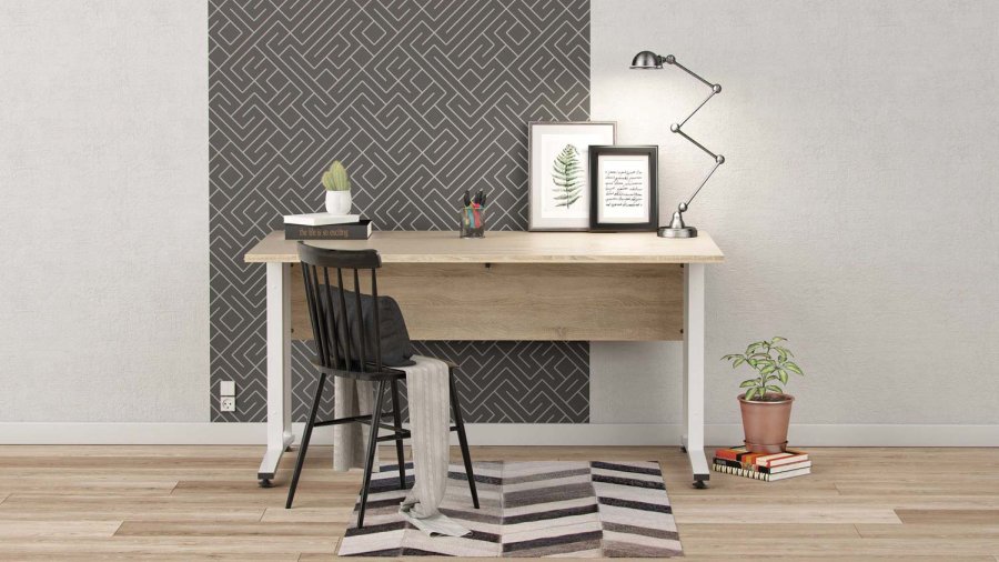 TVILUM Prima skrivebord - natur egetrsfinér og hvid (150x80)