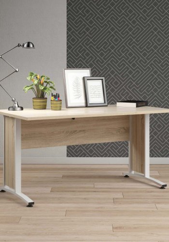 TVILUM Prima skrivebord - natur egetrsfinér og hvid (150x80)