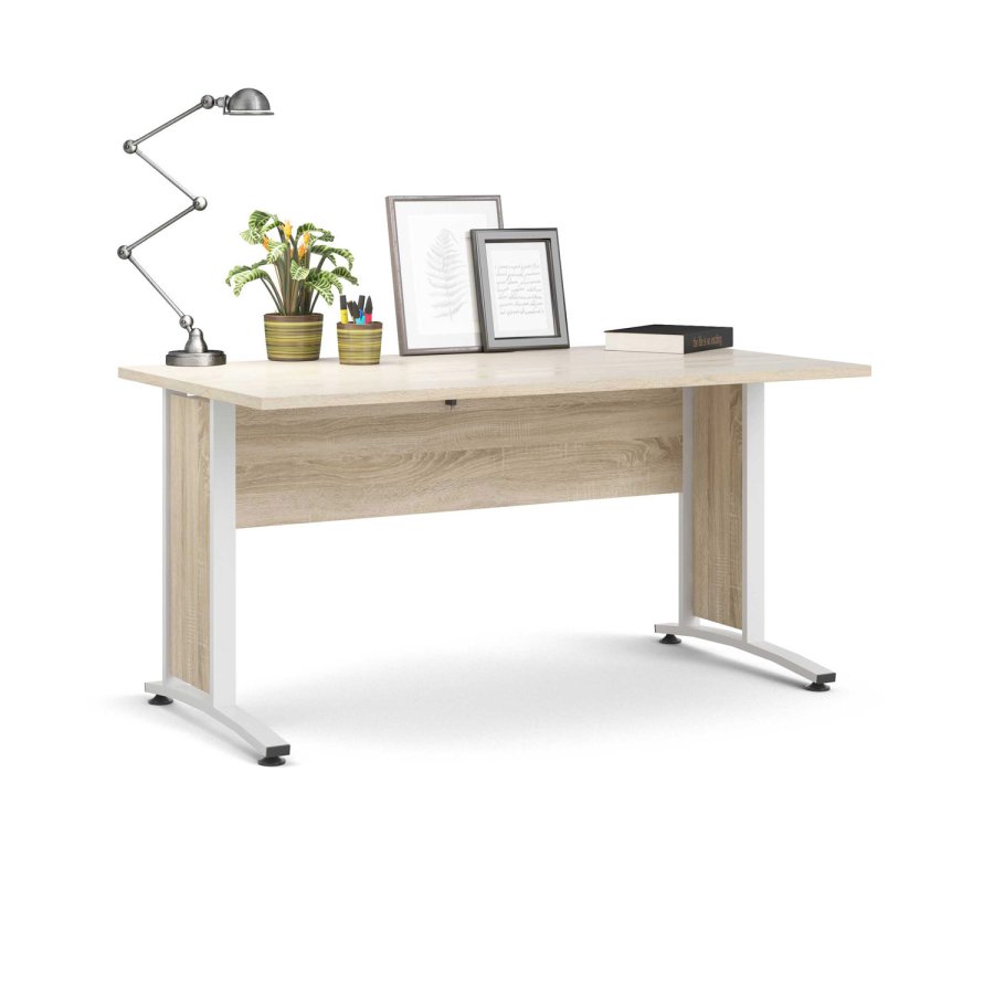 TVILUM Prima skrivebord - natur egetrsfinér og hvid (150x80)