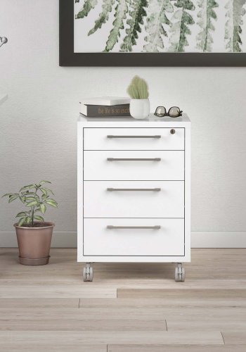 TVILUM Prima skuffesektion - hvid tr, m. hjul, 4 skuffer