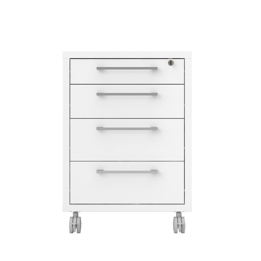 TVILUM Prima skuffesektion - hvid tr, m. hjul, 4 skuffer