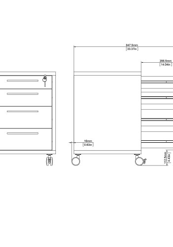 TVILUM Prima skuffesektion - natur egetrsfinér, m. 4 skuffer og hjul