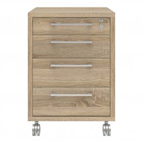 TVILUM Prima skuffesektion - natur egetrsfinér, m. 4 skuffer og hjul